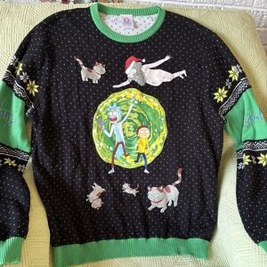 Rick and Morty Numskull Portal Ugly Christmas Sweater Cats Men's M Adult Swim